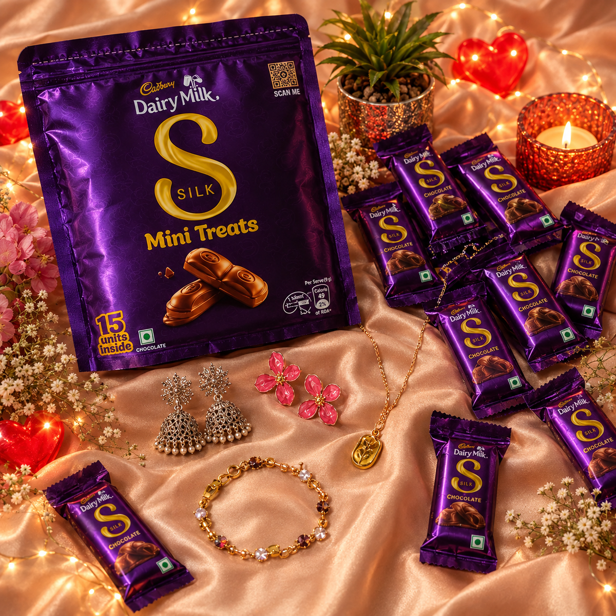 Viral Jewellery Set + 15 Cadbury Mini Treats Gift Hamper