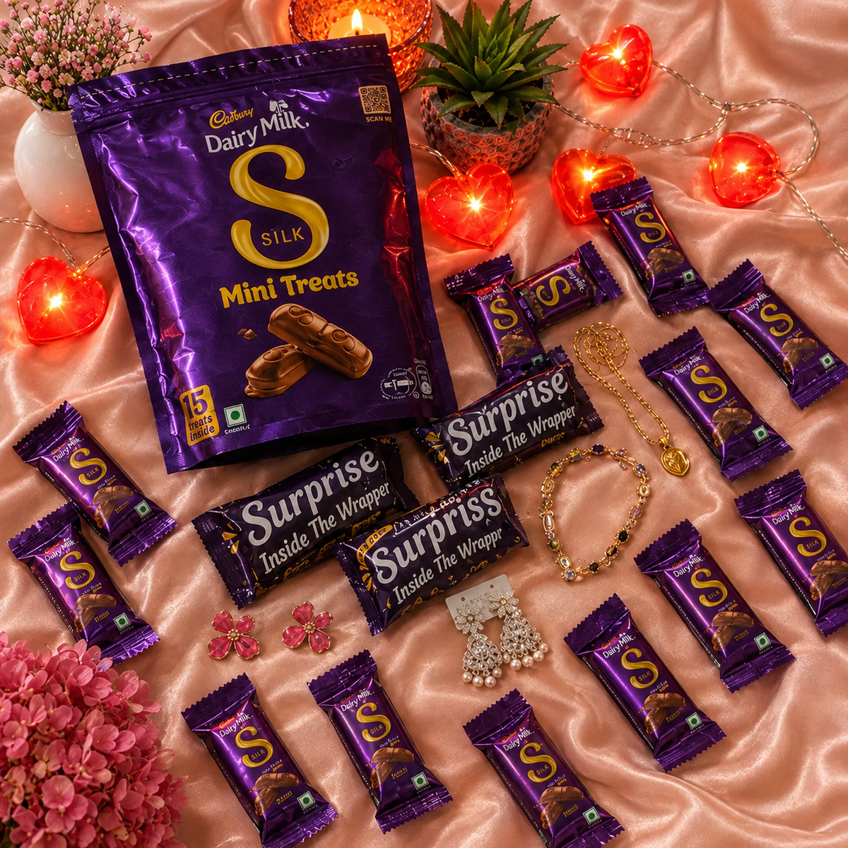 Viral Jewellery Set + 15 Cadbury Mini Treats Gift Hamper